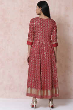 Maroon Art Silk Kalidar Dress image number 4