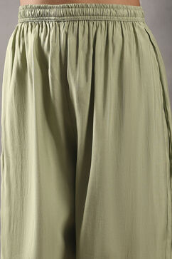 Sea Green Viscose Blend Printed Straight Suit Set image number 2