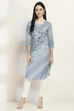 Indigo Cotton Straight Kurta image number 5