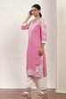 Pink  Straight Kurta Pants Set image number 3