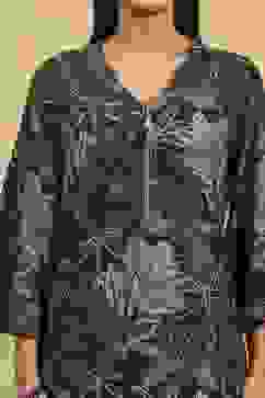 Black Viscose Rayon Printed Straight Kurta image number 1