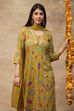 Fuschia Viscose Rayon Straight Printed Suit Set image number 1
