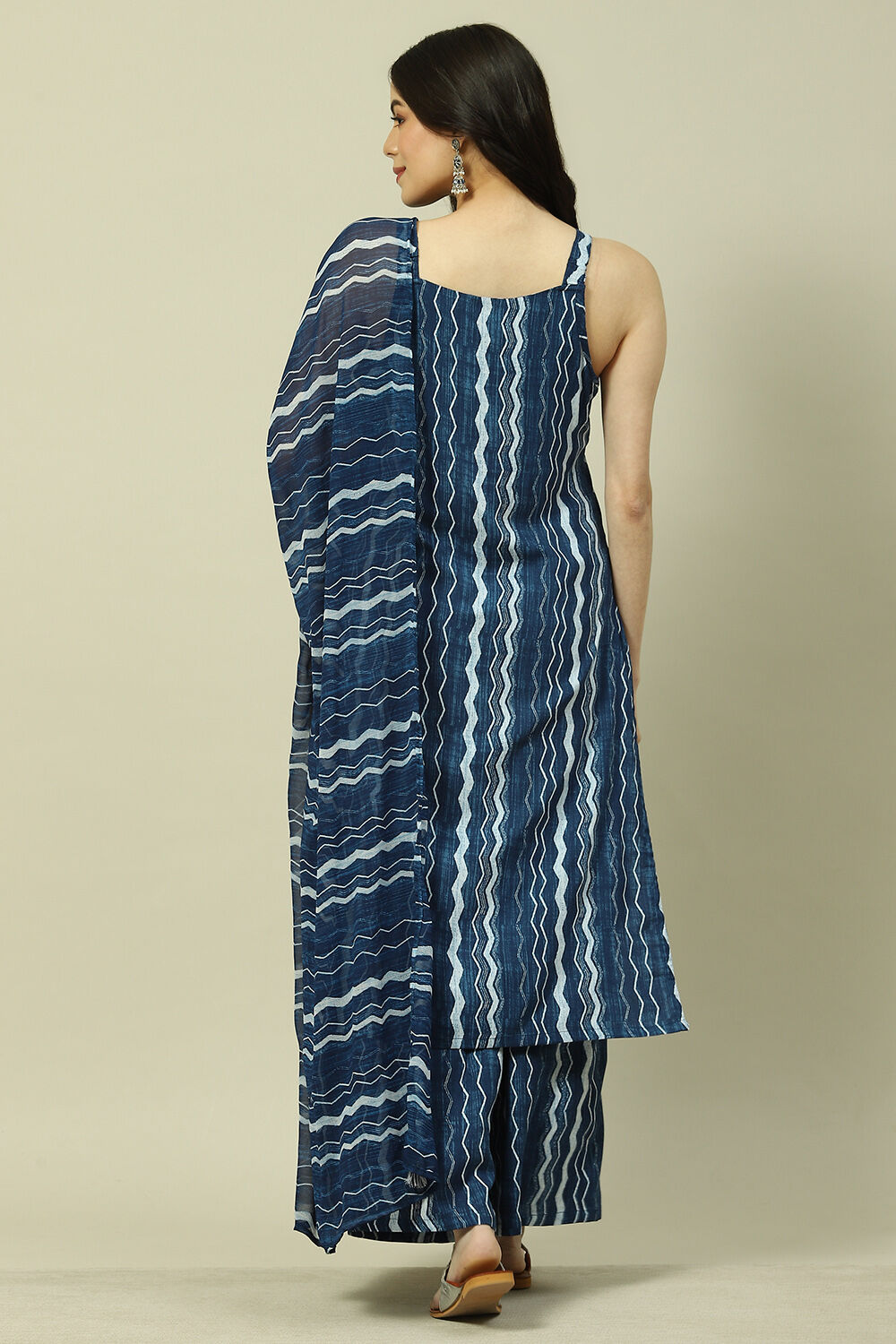 Indigo Viscose Printed Straight Kurta & Palazzo Suit Set image number 3
