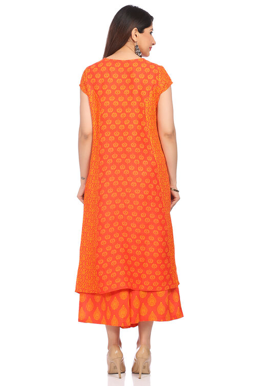 Coral Viscose A-Line Kurta image number 4