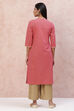 Magenta Cambric Cotton Straight Kurta image number 4