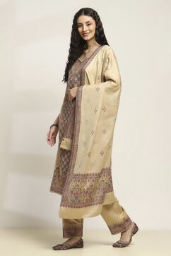 Sand Yellow Art Silk Straight Suit Set image number 3