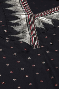 Black LIVA A-Line Kurta image number 1