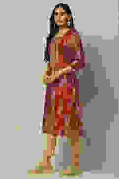 Maroon Viscose Blend Staight Kurta image number 2