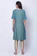 Turquoise Poly Cotton A Line Kurta image number 4