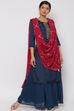 Petrol Blue Viscose Straight Suit Set image number 0