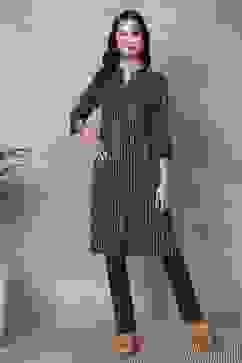 Blue Printed Straight Kurta image number 5