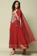 Ecru Polyester Kalidar Printed Kurta Legging Suit Set image number 0