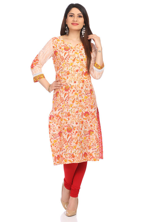 Green Cotton A-Line Kurta image number 0