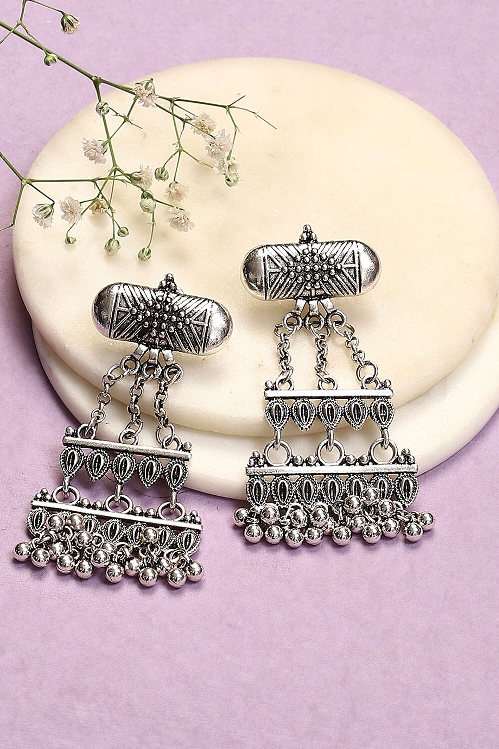 Buy Silver Alloy Earrings 1N by Rangriti