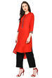 Red Straight Modal Kurta image number 3
