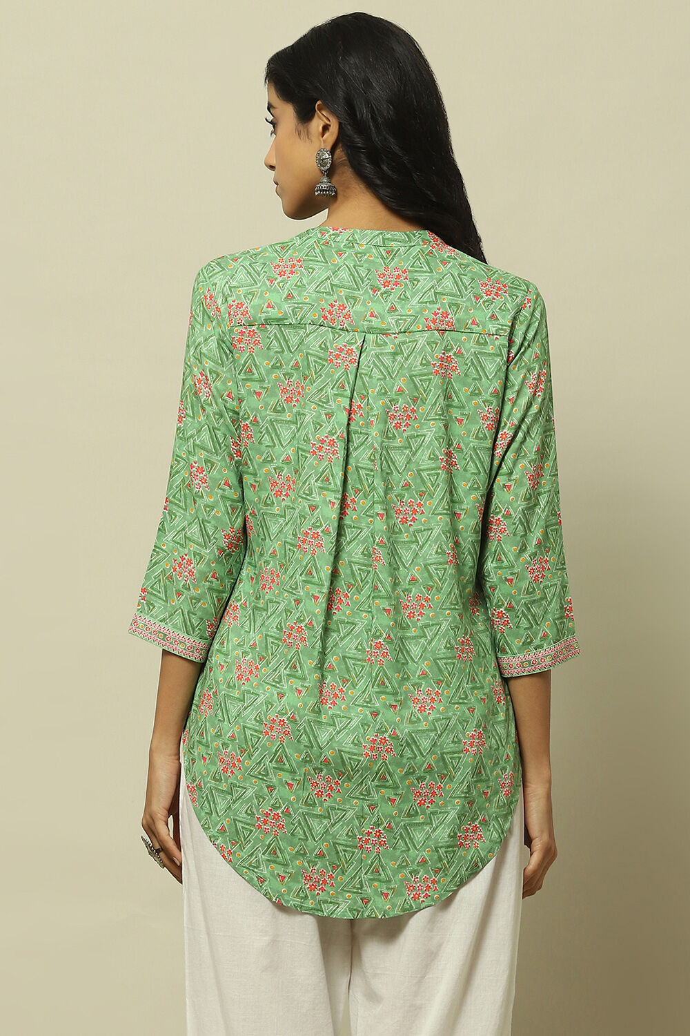 Green Floral Printed Straight Kurti image number 3