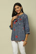 Indigo Blue LIVA Straight Printed Top image number 2