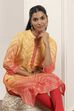 Mustard Polyester Straight Kurta Pants Set image number 7