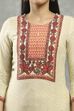 Beige Viscose Straight Kurta Pants Set image number 1