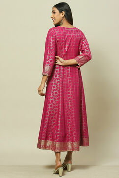 Magenta LIVA Kalidar Dress image number 4