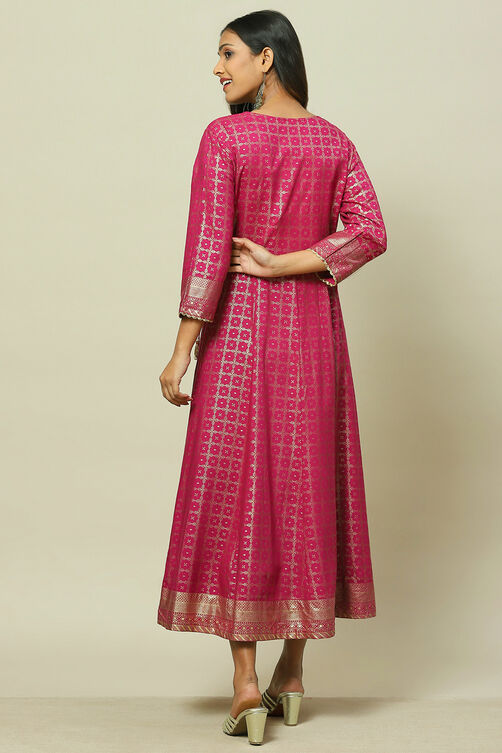 Magenta LIVA Kalidar Dress image number 4