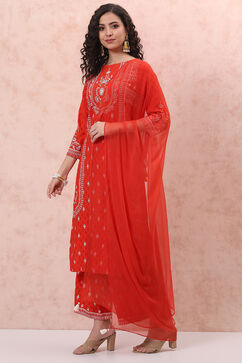 Orange LIVA Straight Suit Set image number 5