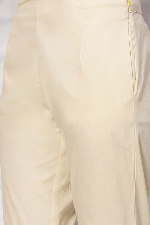 White Poly Cotton Slim Pant image number 1