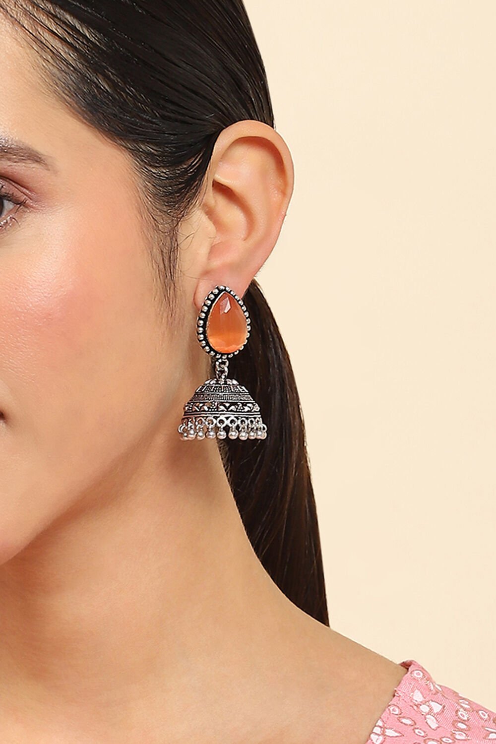 Peach Alloy Drop & danglers image number 1