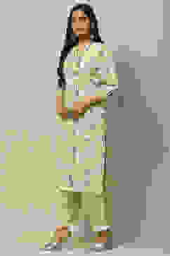 Olive Green Rayon Staight Kurta image number 2