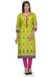 Green Cotton Straight Kurta image number 0