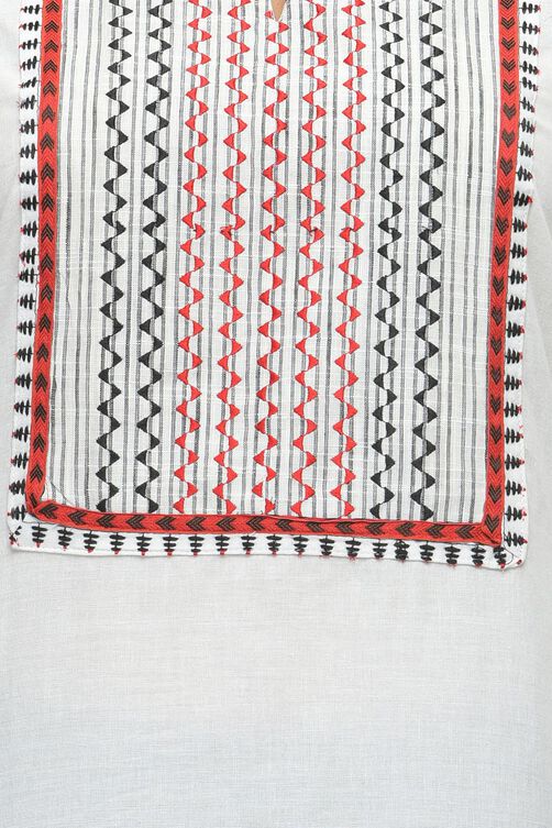 White Cotton Straight Kurta image number 4