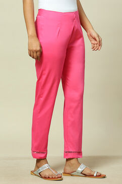 Pink Cotton Blend Slim Pant image number 3