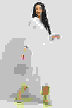 White Printed Flared Kurta image number 4