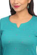 Blue Straight Poly Cotton Kurta image number 1