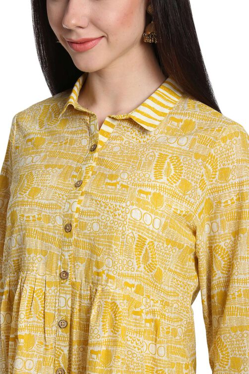 Beige Cotton Straight Indie Top image number 1