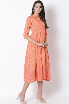 Orange Cotton Kalidar Dress image number 3