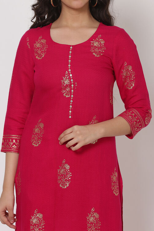 Pink Viscose Rayon Kurta image number 1