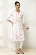White Cotton Floral Straight Kurta image number 4
