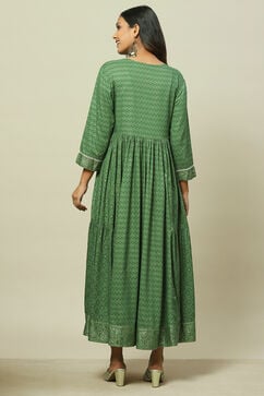 Sage Green LIVA Tiered Dress image number 4