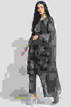 Navy Blue Cotton Floral Printed Straight Suit Set image number 3