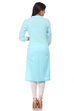 Sky Blue Cotton Straight Kurta image number 1