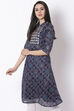 Navy Blue Art Silk A-Line Kurta image number 3