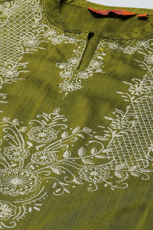 Green Art Silk Straight Kurta image number 1