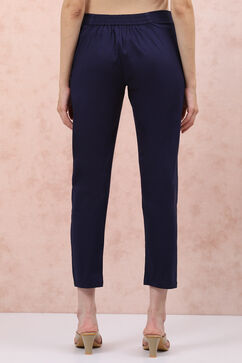 Light Blue Poly Cotton Slim Pants image number 4