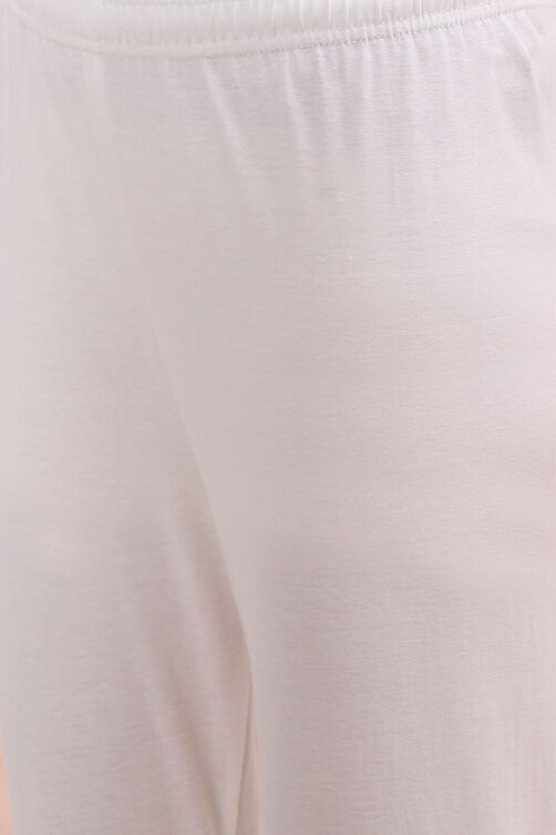 Off White Cotton Leggings image number 2