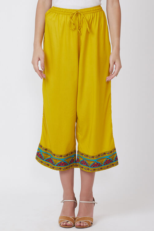 Yellow Viscose Rayon Palazzo image number 3