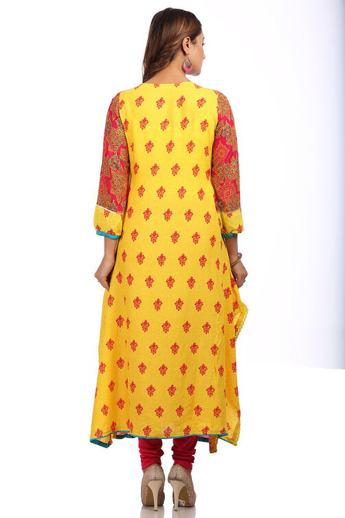 Yellow Straight Cotton Kurta image number 1