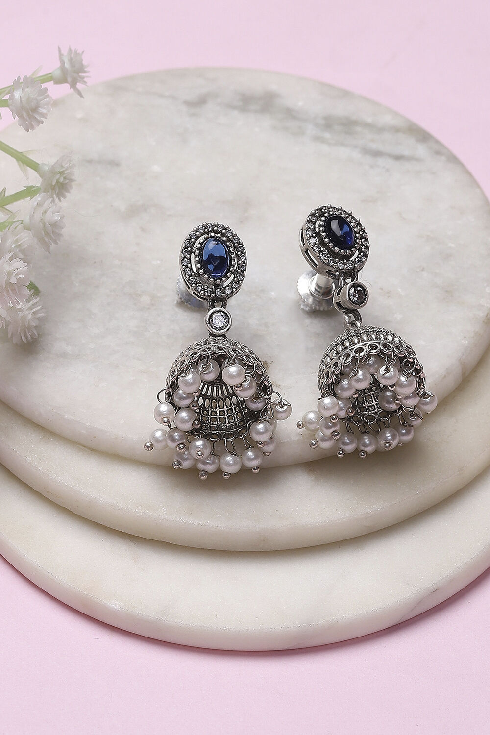 Navy Brass Jhumka image number 0