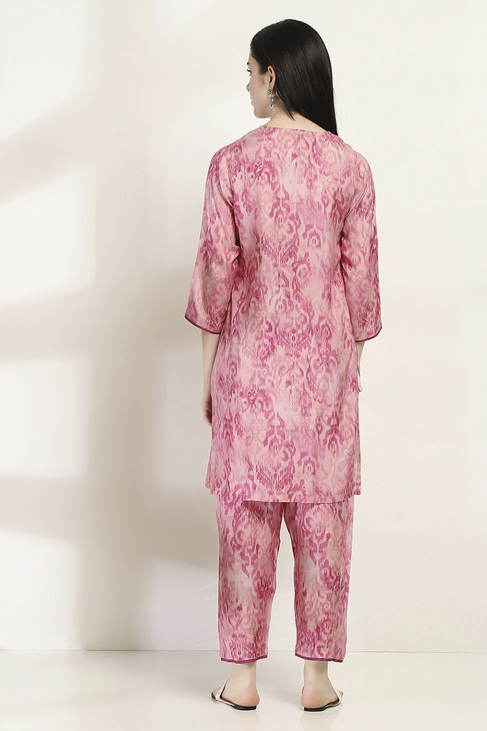 Pink Printed Straight Co-ord Set image number 4