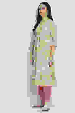 Yellow Cotton Printed Kalidar Kurta image number 5